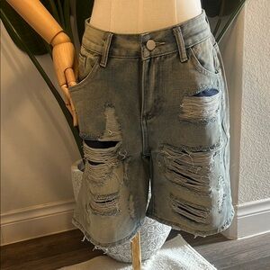 Distressed Denim Women Shorts